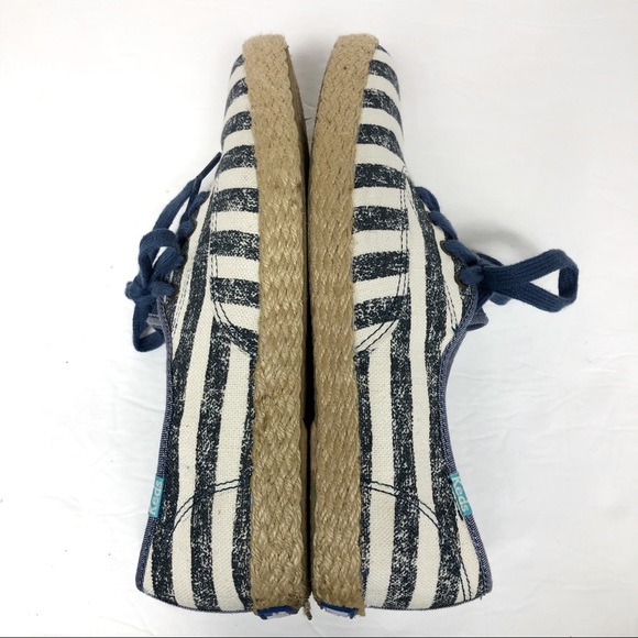 KEDS Espadrille Sneakers Nautical Stripes Navy Blue White Lace Up Size 7.5 - Picture 6 of 8